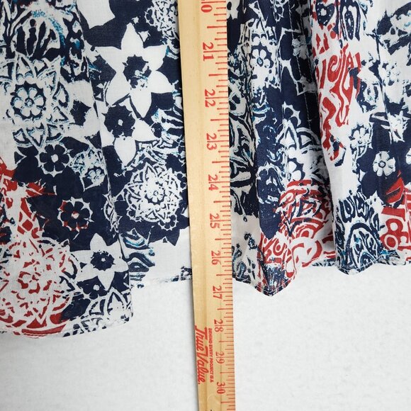 Chicos Skirt Womens 3 Blue White XL A Line Knee Length Flowy Cotton Printed - Picture 5 of 10